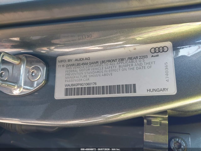 45806972 :رقم المزاد ، WAUB8GFF6G1060176 vin ، 2016 Audi A3 2.0t Premium مزاد بيع