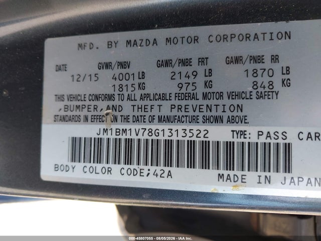 Продаж на аукціоні авто 2016 Mazda Mazda3 I Touring, vin: JM1BM1V78G1313522, номер лоту: 45807055