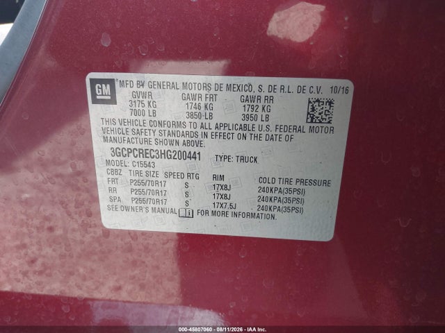 Chevrolet Silverado 1500 Lt 2017 3GCPCREC3HG200441 Image 9