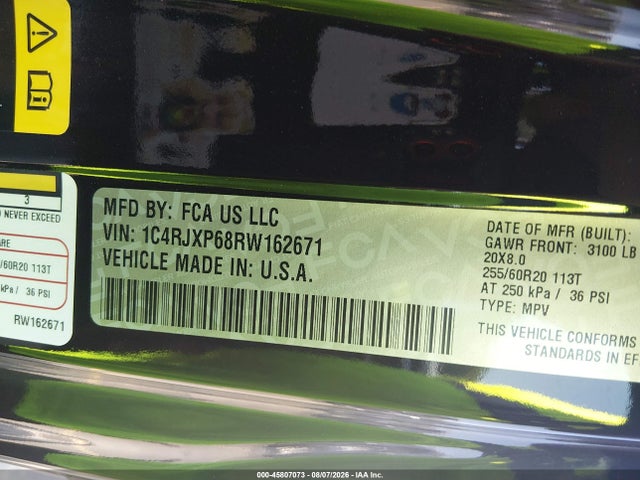 45807073 :رقم المزاد ، 1C4RJXP68RW162671 vin ، 2024 Jeep Wrangler 4xe Sahara 4xe مزاد بيع
