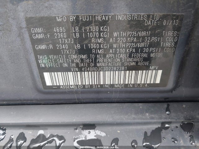 Продажа на аукционе авто 2013 Subaru Outback 3.6r Limited, vin: 4S4BRDJC3D2282381, номер лота: 45807085