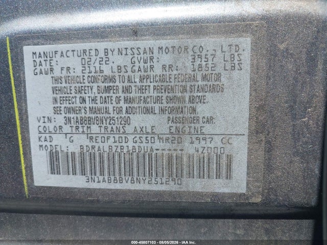 Aukcja sprzedaży 2022 Nissan Sentra S Xtronic Cvt, vin: 3N1AB8BV8NY251290, numer aukcji: 45807103