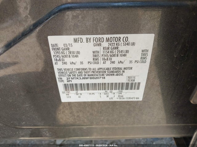 2FMTK3J89FBB20718 Ford EDGE SEL