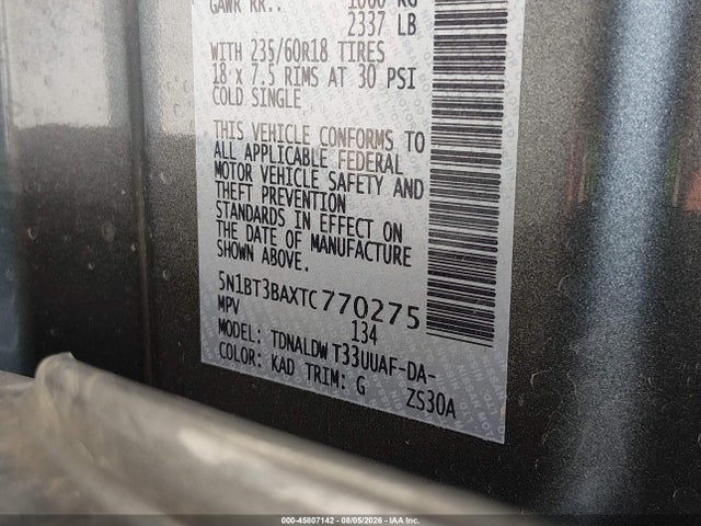 Auction sale of the 2026 Nissan Rogue Sv, vin: 5N1BT3BAXTC770275, lot number: 45807142