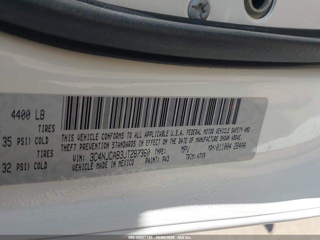 Продажа на аукционе авто 2018 Jeep Compass Sport Fwd, vin: 3C4NJCAB3JT287360, номер лота: 45807150