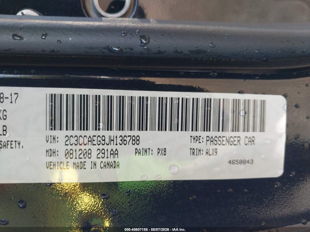 Продажа на аукционе авто 2018 Chrysler 300 Limited, vin: 2C3CCAEG9JH136788, номер лота: 45807158