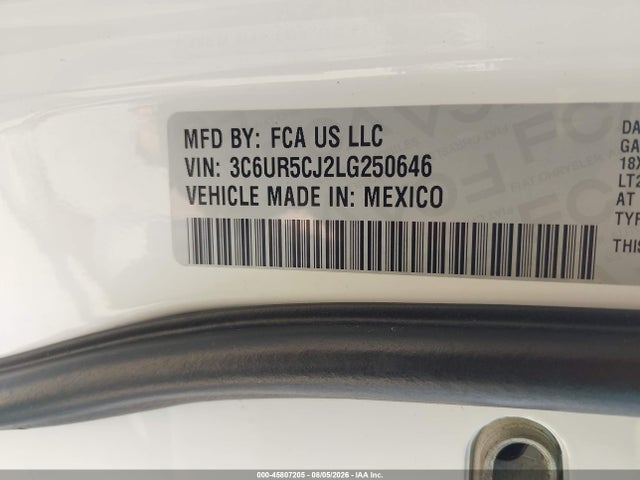 Продажа на аукционе авто 2020 Ram 2500, vin: 3C6UR5CJ2LG250646, номер лота: 45807205