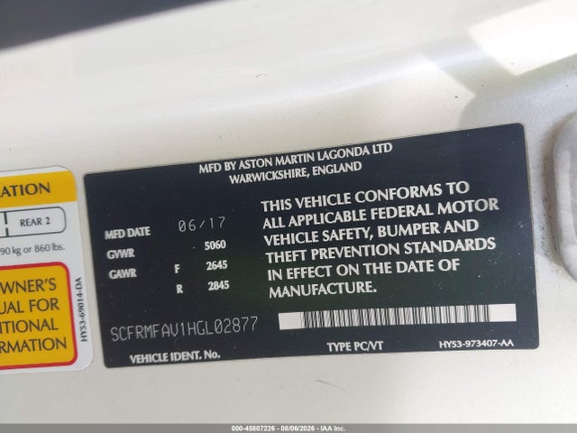 Aston Martin Db11 Launch Edition 2017 SCFRMFAV1HGL02877 Image 9