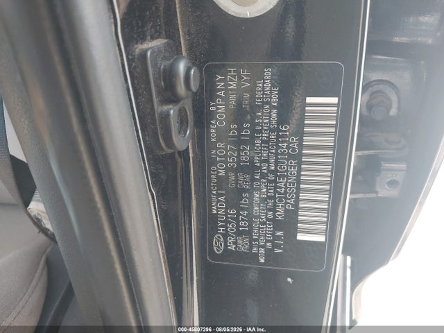 Продаж на аукціоні авто 2016 Hyundai Accent Se, vin: KMHCT4AE1GU134116, номер лоту: 45807296