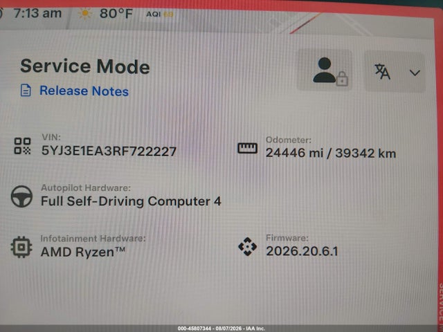 Aukcja sprzedaży 2024 Tesla Model 3 Long Range Dual Motor All-wheel Drive/rear-wheel Drive, vin: 5YJ3E1EA3RF722227, numer aukcji: 45807344