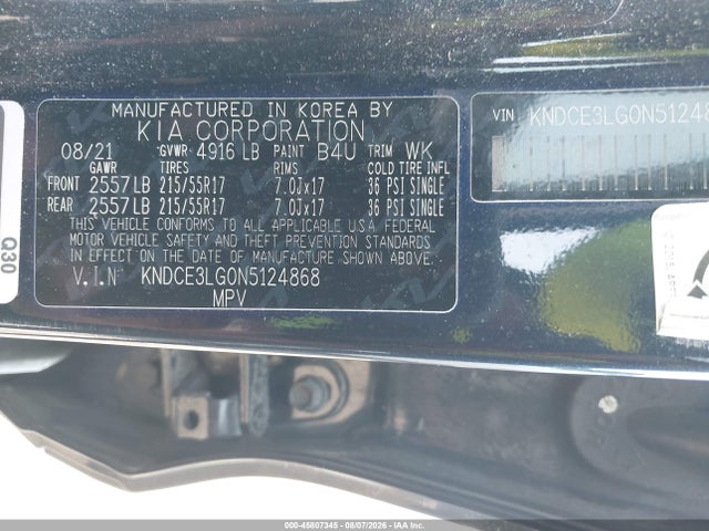 Продаж на аукціоні авто 2022 Kia Niro Ev Ex Premium, vin: KNDCE3LG0N5124868, номер лоту: 45807345