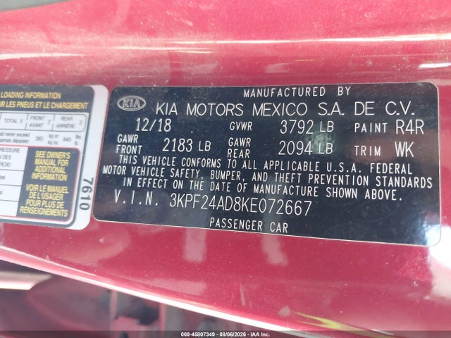 KIA Forte Lxs 2019 3KPF24AD8KE072667 Image 9