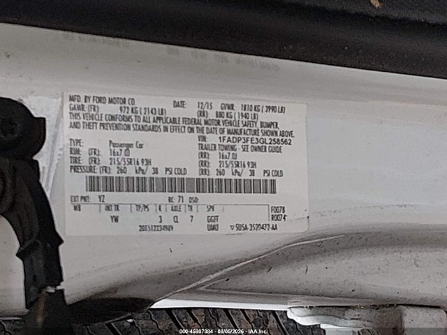 Aukcja sprzedaży 2016 Ford Focus Se, vin: 1FADP3FE3GL258562, numer aukcji: 45807384