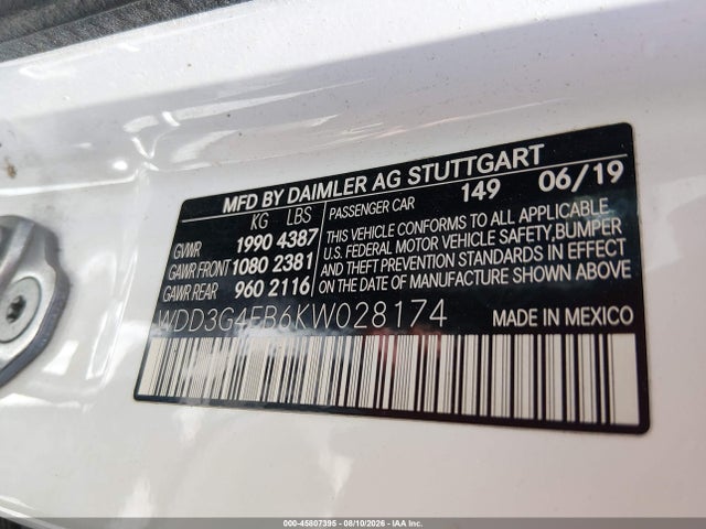 Auction sale of the 2019 Mercedes-benz A 220, vin: WDD3G4EB6KW028174, lot number: 45807395