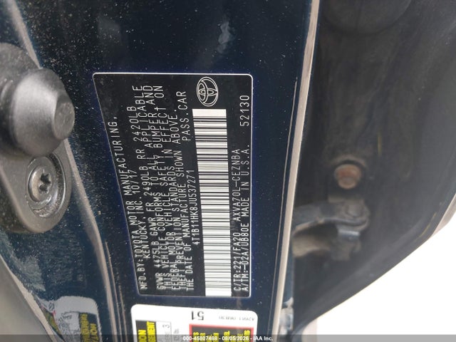 Aukcja sprzedaży 2018 Toyota Camry Le, vin: 4T1B11HK8JU537271, numer aukcji: 45807468