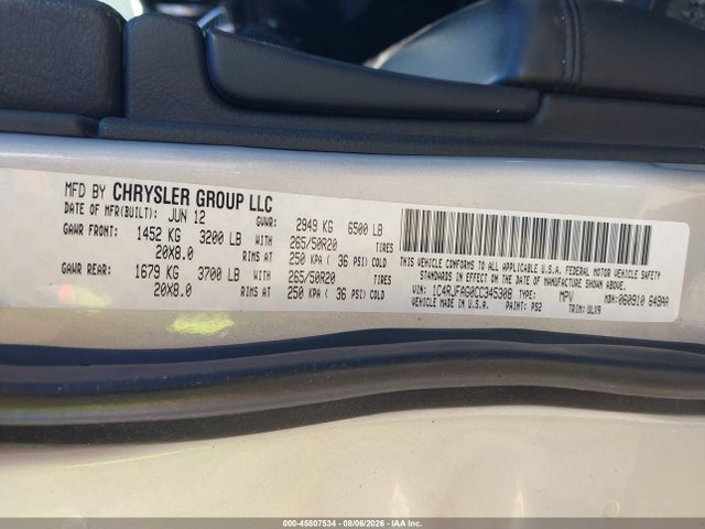 Aukcja sprzedaży 2012 Jeep Grand Cherokee Laredo, vin: 1C4RJFAG0CC345308, numer aukcji: 45807534