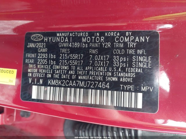 Hyundai Kona Sel 2021 KM8K2CAA7MU727464 Image 9