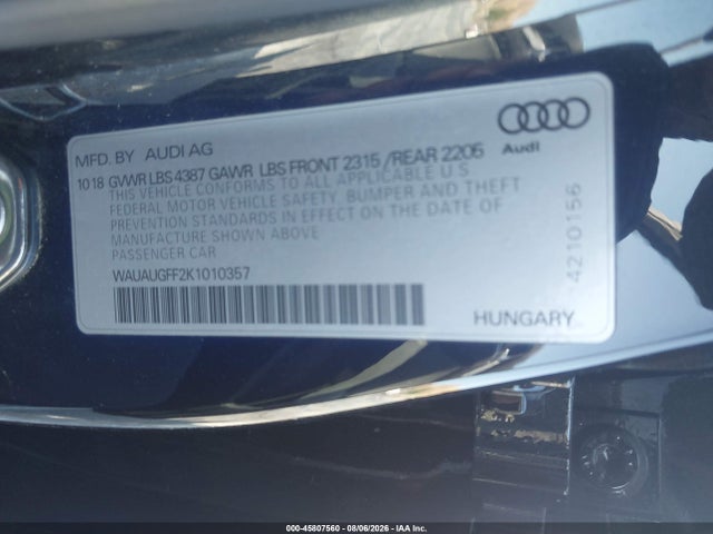 Audi A3 40 Premium/40 Titanium Premium 2019 WAUAUGFF2K1010357 Image 9