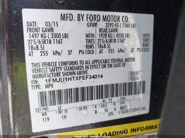Ford Expedition Xlt 2015 1FMJU1HTXFEF34014 Image 9