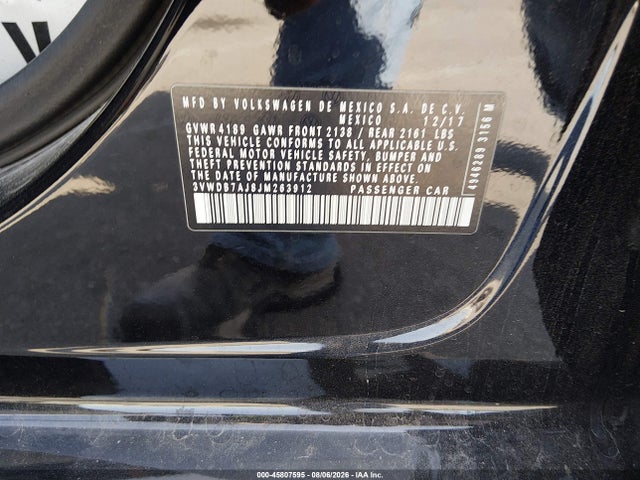 Продаж на аукціоні авто 2018 Volkswagen Jetta 1.4t Se/1.4t Wolfsburg Edition, vin: 3VWDB7AJ8JM263912, номер лоту: 45807595