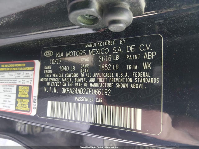 Продаж на аукціоні авто 2018 Kia Rio Lx, vin: 3KPA24AB2JE066192, номер лоту: 45807609