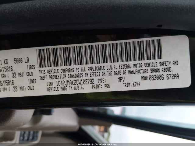 Продаж на аукціоні авто 2012 Jeep Liberty Sport, vin: 1C4PJMAK2CW102792, номер лоту: 45807613