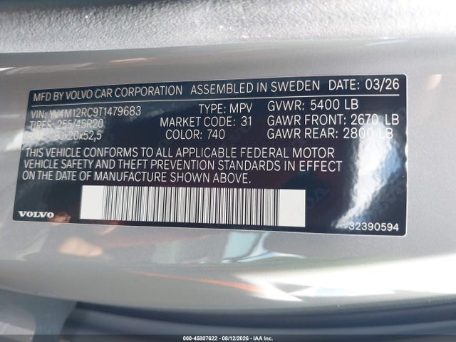 Volvo Xc60 B5 Plus 2026 YV4M12RC9T1479683 Image 9