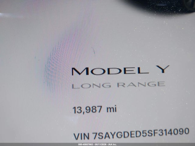 Aukcja sprzedaży 2025 Tesla Model Y Long Range Dual Motor Rear-wheel Drive, vin: 7SAYGDED5SF314090, numer aukcji: 45807663