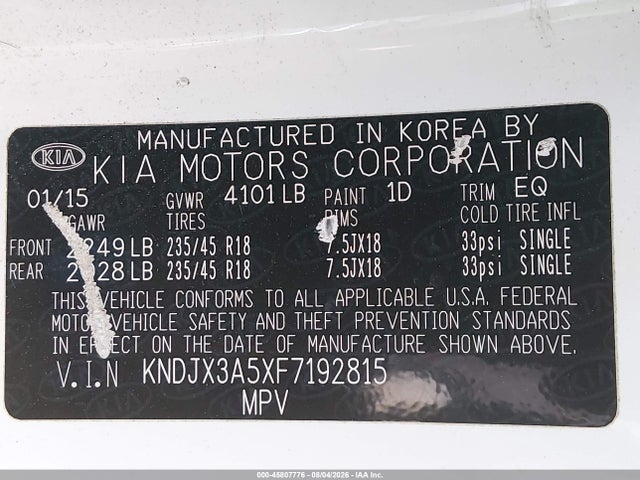 KIA Soul ! 2015 KNDJX3A5XF7192815 Image 9