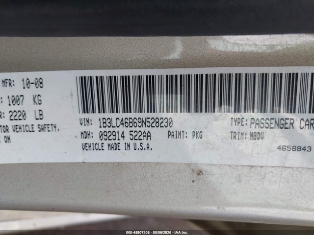 2009 Dodge Avenger Se/sxt მანქანა იყიდება აუქციონზე, vin: 1B3LC46B69N528230, აუქციონის ნომერი: 45807806