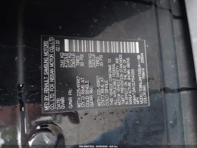 Продажа на аукционе авто 2020 Nissan Rogue S/sv, vin: KNMAT2MV2LP541155, номер лота: 45807828