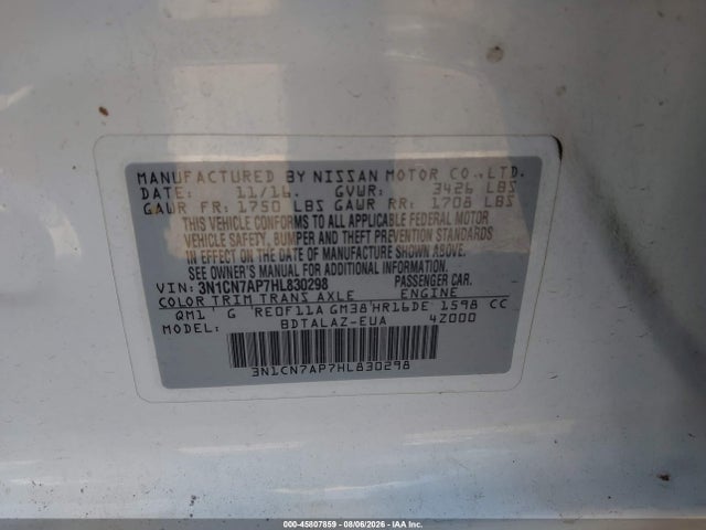 Nissan Versa 1.6 S+ 2017 3N1CN7AP7HL830298 Image 9