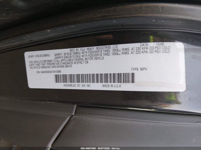 Продаж на аукціоні авто 2007 Subaru B9 Tribeca Limited 7-passenger, vin: 4S4WX85D474410086, номер лоту: 45807898