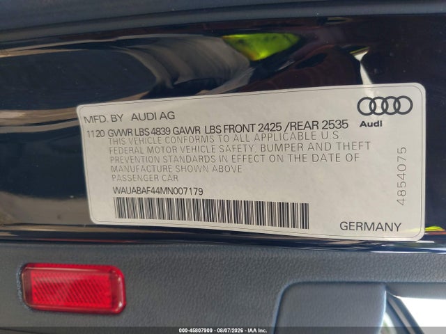 Aukcja sprzedaży 2021 Audi A4 Premium 40 Tfsi Quattro S Tronic, vin: WAUABAF44MN007179, numer aukcji: 45807909