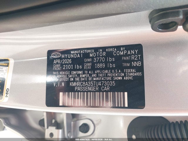 Продажа на аукционе авто 2026 Hyundai Venue Sel, vin: KMHRC8A35TU473035, номер лота: 45807928