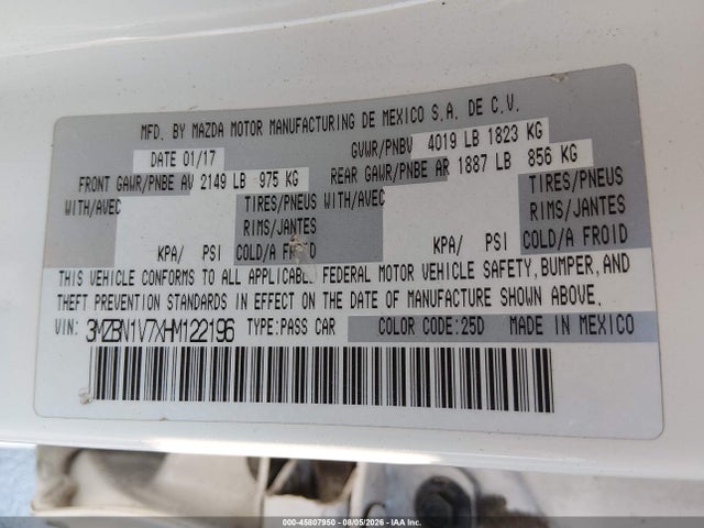 3MZBN1V7XHM122196 Mazda Mazda3 Touring