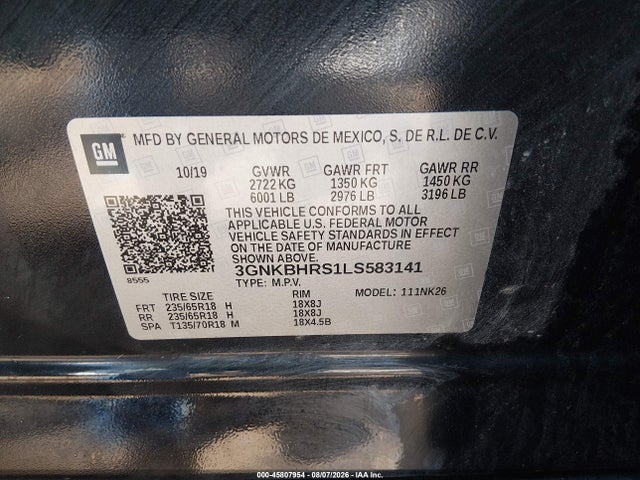 2020 Chevrolet Blazer Awd 2lt მანქანა იყიდება აუქციონზე, vin: 3GNKBHRS1LS583141, აუქციონის ნომერი: 45807954