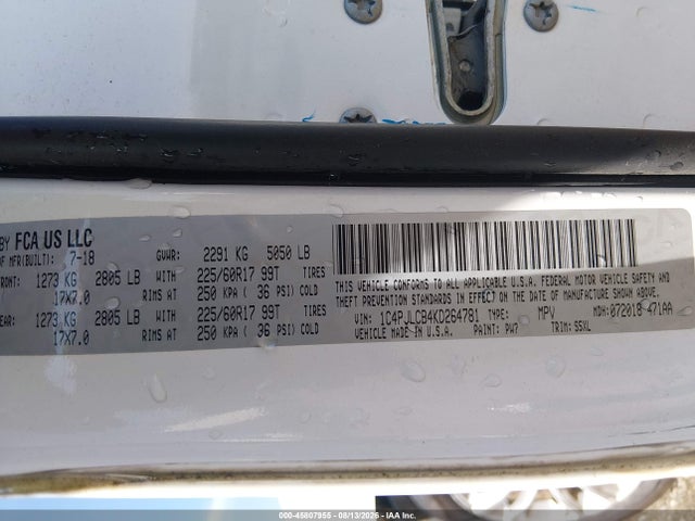 Продаж на аукціоні авто 2019 Jeep Cherokee Latitude, vin: 1C4PJLCB4KD264781, номер лоту: 45807955