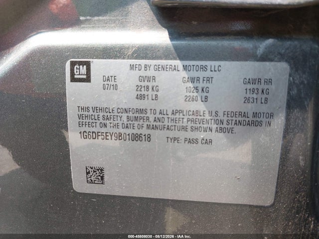 Aukcja sprzedaży 2011 Cadillac Cts Luxury, vin: 1G6DF5EY9B0108618, numer aukcji: 45808030