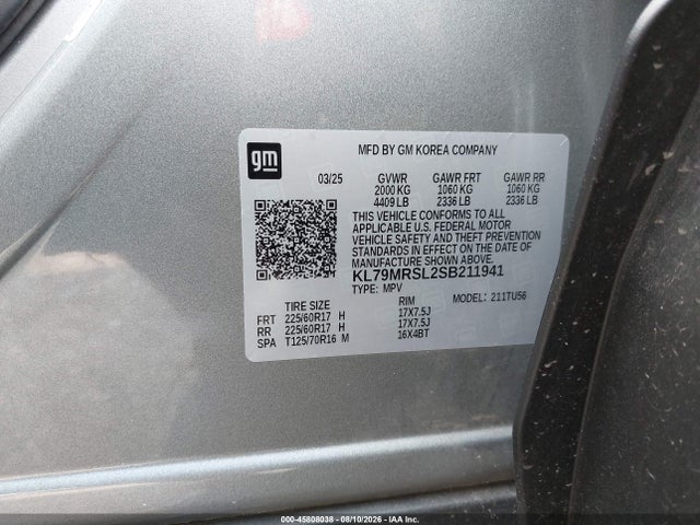 Chevrolet Trailblazer Awd Lt 2025 KL79MRSL2SB211941 Image 9