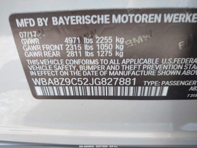 Aukcja sprzedaży 2018 Bmw 330i Gran Turismo Xdrive, vin: WBA8Z9C52JG827881, numer aukcji: 45808045