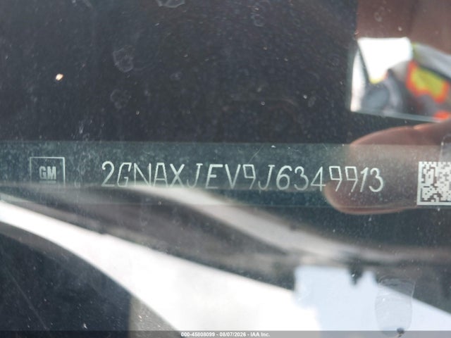 Aukcja sprzedaży 2018 Chevrolet Equinox Lt, vin: 2GNAXJEV9J6349913, numer aukcji: 45808099