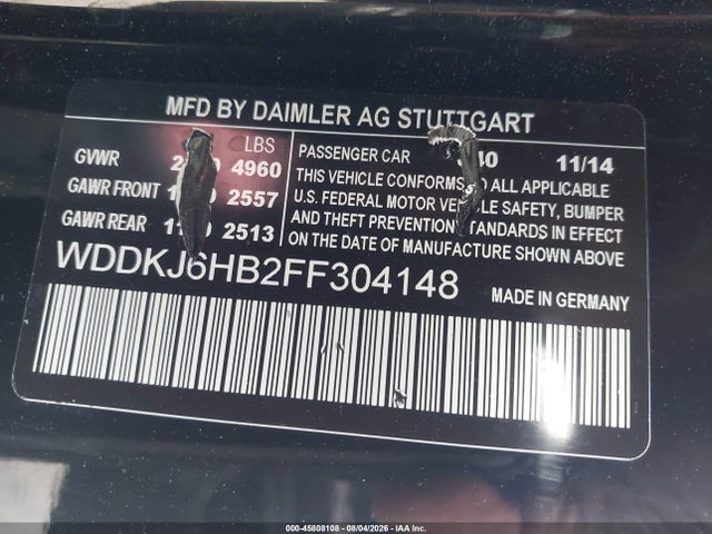 Aukcja sprzedaży 2015 Mercedes-benz E 400 4matic, vin: WDDKJ6HB2FF304148, numer aukcji: 45808108