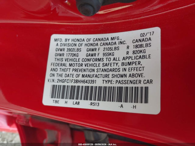 Honda Civic Ex-t 2017 2HGFC1F38HH643391 Image 9