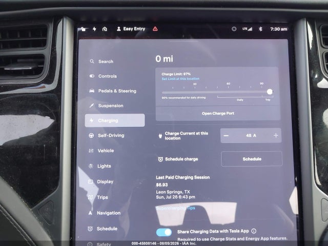 45808146 :رقم المزاد ، 5YJSA1E26JF296781 vin ، 2018 Tesla Model S 100d/75d/p100d مزاد بيع
