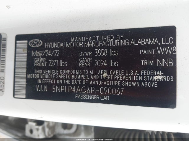 5NPLP4AG6PH090067 Hyundai Elantra Limited