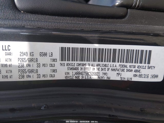 Aukcja sprzedaży 2011 Jeep Grand Cherokee Laredo, vin: 1J4RR4GT5BC526821, numer aukcji: 45808181