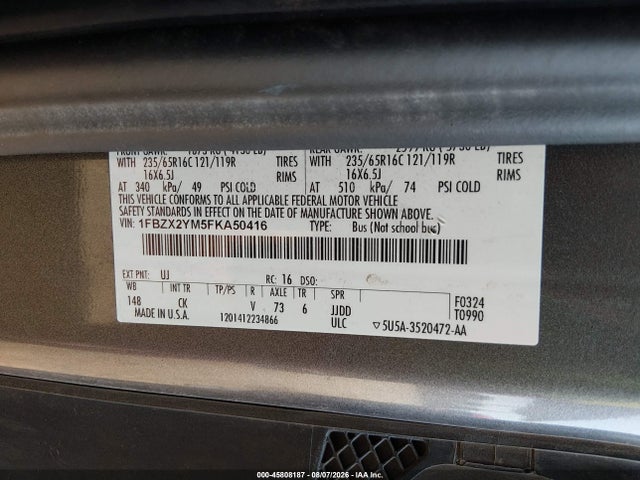 Ford Transit-350 Xlt 2015 1FBZX2YM5FKA50416 Image 9