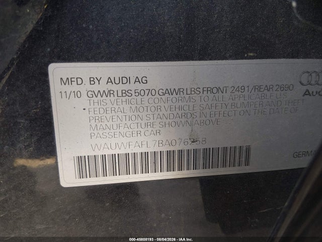 Aukcja sprzedaży 2011 Audi A4 2.0t Premium, vin: WAUWFAFL7BA076258, numer aukcji: 45808193