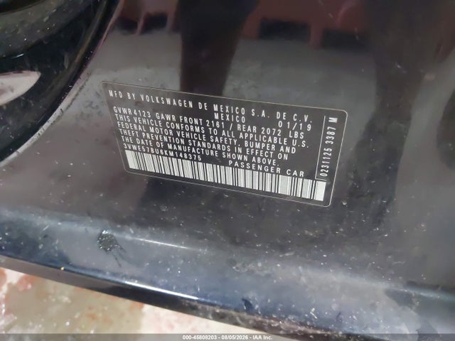 45808203 :رقم المزاد ، 3VWE57BU6KM148375 vin ، 2019 Volkswagen Jetta 1.4t Sel مزاد بيع